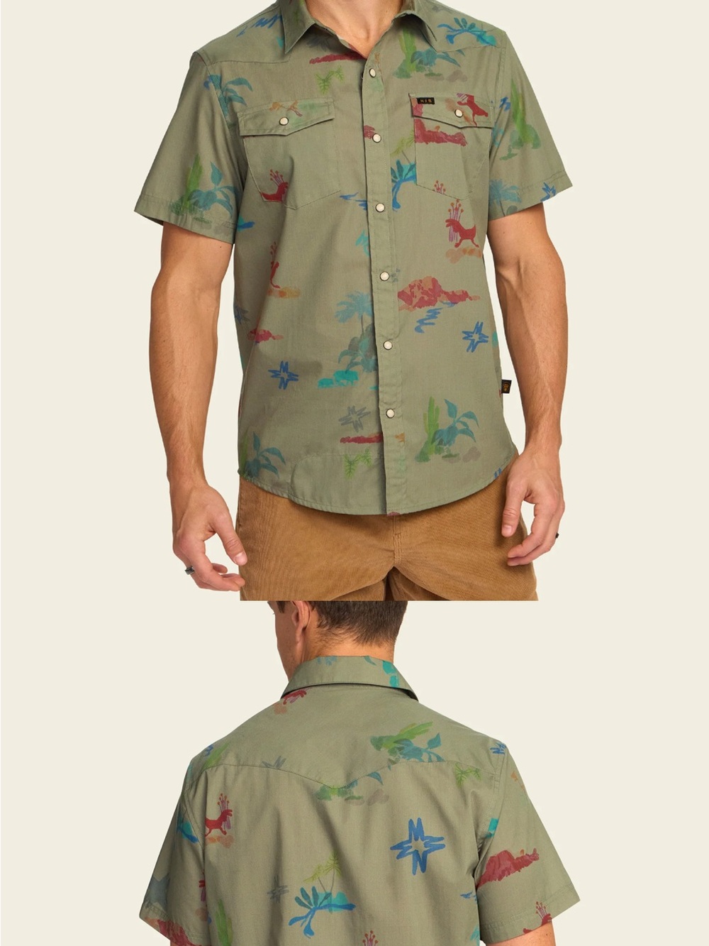 Howler Brothers Short-Sleeve H-Bar-B Snapshirt Size L in Olive